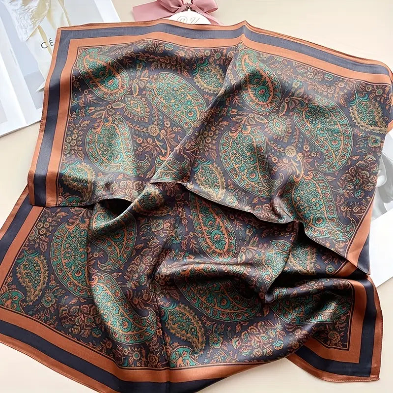 SilkMuse Vintage Satin Paisley Scarf