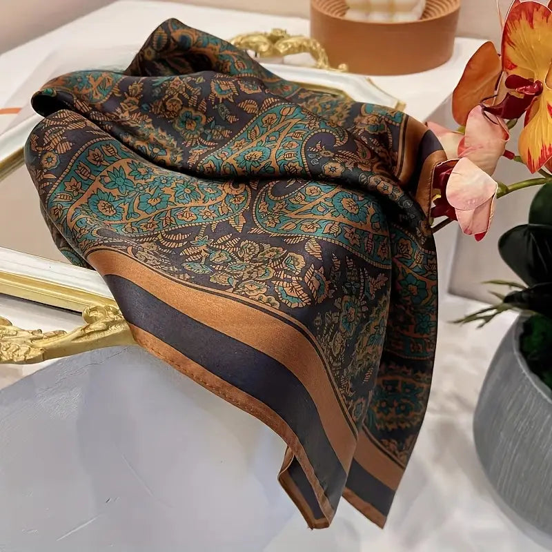 SilkMuse Vintage Satin Paisley Scarf